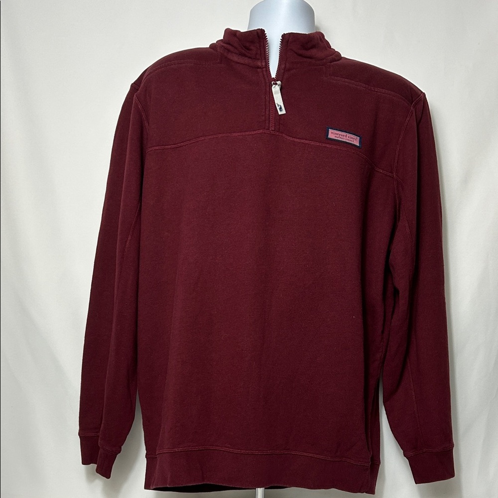Vineyard Vines Men’s Size Large Dark Red Pullover Quarter Zip Sweatshirt